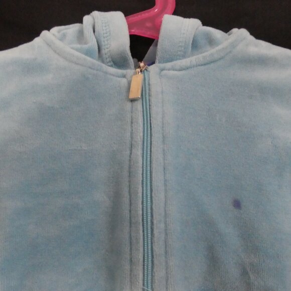 GREENDOG | size 2 | Blue Velour Zip-Up Hoodie | *Paint Spots - Picture 5 of 15
